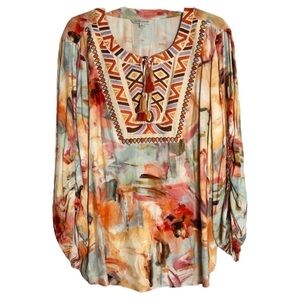 NWT John Mark Women's Tie Die Shirt Fall Colors Lightweight Blouse Top Sz Medium